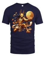 Golden Anubis Warrior Art Graphic T-Shirt for Men - navy t-shirt on white background