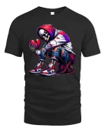 Heartbroken Skeleton Streetwear Tee for Urban Style Lovers - black t-shirt on white background