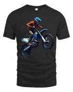 Extreme Motocross Rider Jump Graphic Tee for Dirt Fans - black t-shirt on white background