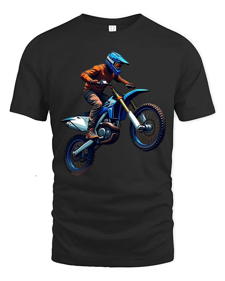 Extreme Motocross Rider Jump Graphic Tee for Dirt Fans - 1 Extreme Motocross Rider Jump Graphic Tee for Dirt Fans - black t-shirt on white background