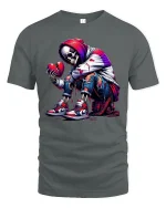 Heartbroken Skeleton Streetwear Tee for Urban Style Lovers - gray t-shirt on white background