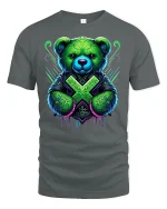 Neon Tribal Boxing Bear Graphic Tee for Bold Style Lovers - gray t-shirt on white background