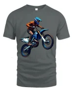Extreme Motocross Rider Jump Graphic Tee for Dirt Fans - gray t-shirt on white background