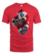 Extreme Snowboarding Santa Tee for Fun Holiday Style - red t-shirt on white background