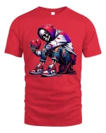 Heartbroken Skeleton Streetwear Tee for Urban Style Lovers - red t-shirt on white background