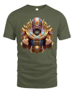 Epic Pharaoh Warrior Power Tee for Bold Myth Lovers - military green t-shirt on white background