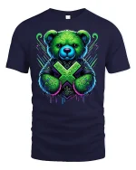 Neon Tribal Boxing Bear Graphic Tee for Bold Style Lovers - navy t-shirt on white background