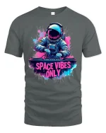 Space Vibes Only Astronaut DJ Cosmic Music T-Shirt - gray t-shirt on white background