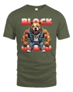 Block Guard Bulldog Power Muscle Street Style T-Shirt - military green t-shirt on white background