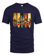 Vintage Pumpkin Farm Autumn Truck Harvest T-Shirt - navy t-shirt on white background
