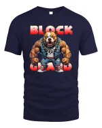 Block Guard Bulldog Power Muscle Street Style T-Shirt - navy t-shirt on white background