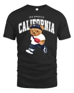 California Bear Street Style Tee for Trendy LA Fashion Lovers - black t-shirt on white background