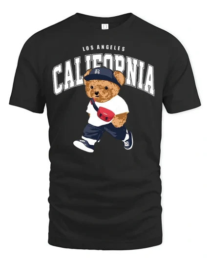 California Bear Street Style Tee for Trendy LA Fashion Lovers - black t-shirt on white background
