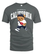 California Bear Street Style Tee for Trendy LA Fashion Lovers - gray t-shirt on white background