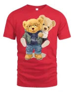Best Pals Teddy Bear Friends Tee for Cute Outfit Lovers - red t-shirt on white background