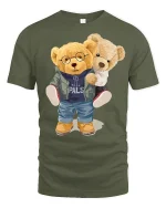 Best Pals Teddy Bear Friends Tee for Cute Outfit Lovers - military green t-shirt on white background