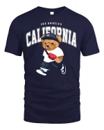 California Bear Street Style Tee for Trendy LA Fashion Lovers - navy t-shirt on white background