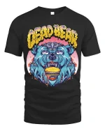 Crazy Burger Bear Tee Wild Graffiti Style Funny Beast Tshirt - black t-shirt on white background