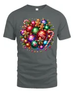 Personalized Ornaments Tee Colorful Gingerbread Christmas Tshirt - gray t-shirt on white background