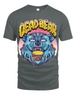 Crazy Burger Bear Tee Wild Graffiti Style Funny Beast Tshirt - gray t-shirt on white background
