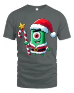 Cute Cyclops Santa Tee Funny One Eyed Christmas Creature Tshirt - gray t-shirt on white background