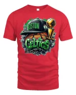 Graffiti Green Basketball Tee Cool Urban Sports Art Tshirt - red t-shirt on white background