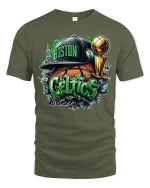 Graffiti Green Basketball Tee Cool Urban Sports Art Tshirt - military green t-shirt on white background