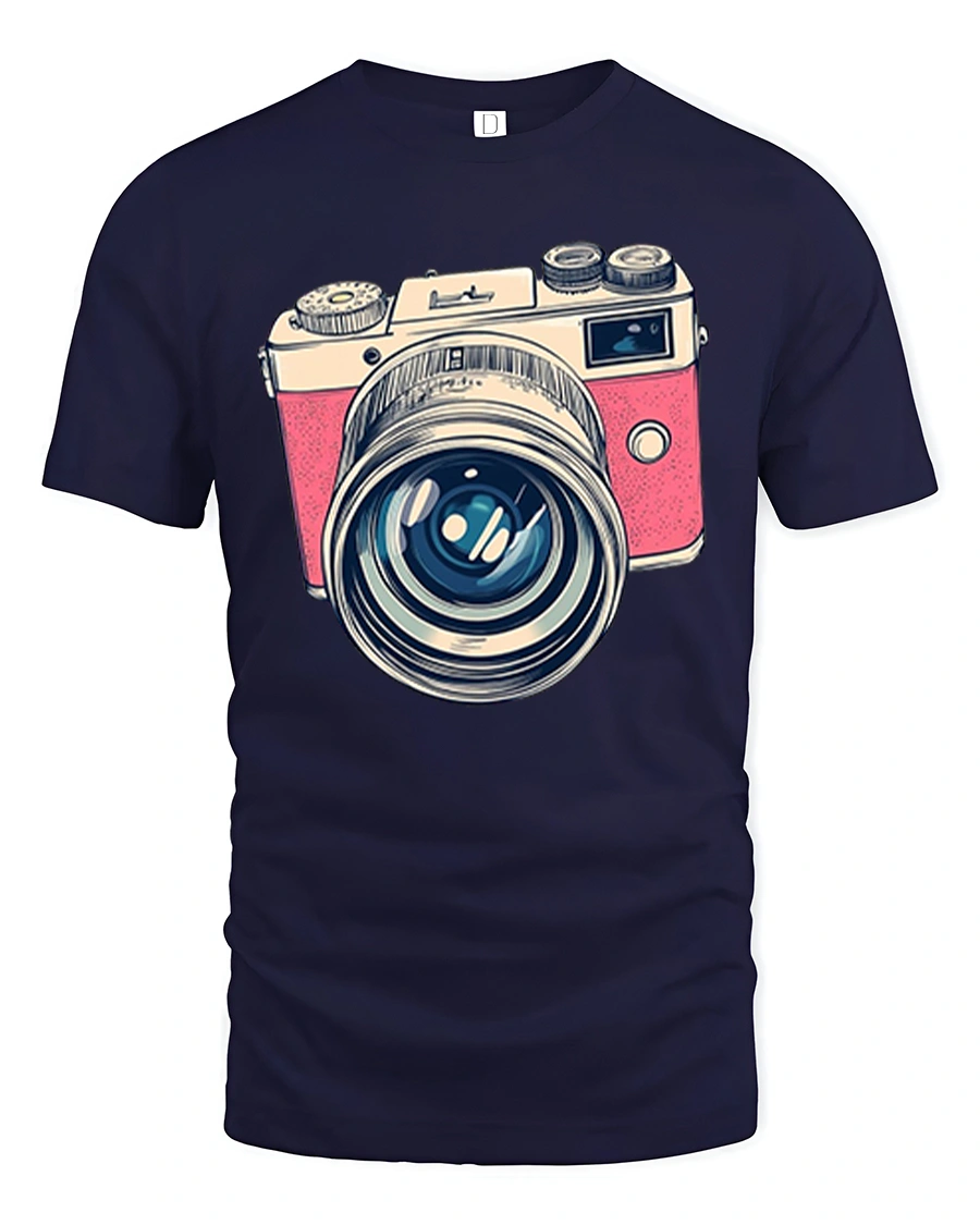 Vintage Camera Lens Tee Retro Photography Lover Tshirt - 1 Vintage Camera Lens Tee Retro Photography Lover Tshirt - navy t-shirt on white background