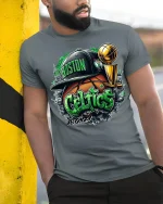 Graffiti Green Basketball Tee Cool Urban Sports Art Tshirt - model wearing grey tee, leaning on column