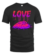 Melting Love Drip Art Tee for Cool Streetwear Fans - black t-shirt on white background