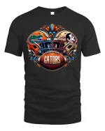 Rival Football Battle Gators Tee for Game Day Fans - black t-shirt on white background