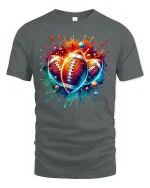 Vibrant Football Splash Art Tee for Sports Lovers - gray t-shirt on white background