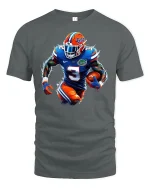 Electric Football Player Tee for Game Day Energy - gray t-shirt on white background