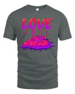 Melting Love Drip Art Tee for Cool Streetwear Fans - gray t-shirt on white background