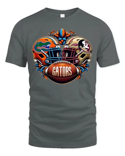 Rival Football Battle Gators Tee for Game Day Fans - gray t-shirt on white background