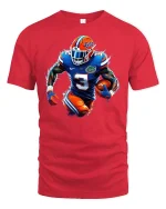 Electric Football Player Tee for Game Day Energy - red t-shirt on white background