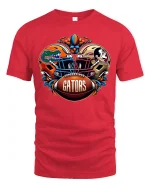 Rival Football Battle Gators Tee for Game Day Fans - red t-shirt on white background