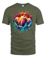 Vibrant Football Splash Art Tee for Sports Lovers - military green t-shirt on white background