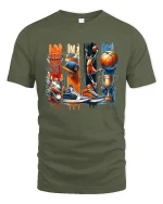 Basketball Game Day Tee for Hoopers and Fans - military green t-shirt on white background