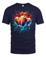 Vibrant Football Splash Art Tee for Sports Lovers - navy t-shirt on white background