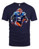 Electric Football Player Tee for Game Day Energy - navy t-shirt on white background