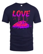 Melting Love Drip Art Tee for Cool Streetwear Fans - navy t-shirt on white background
