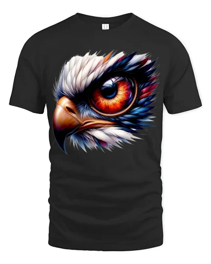 Fierce Eagle Eye Graphic Tee for Bold American Style - black t-shirt on white background
