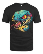 Vibrant Venom Snake Art Tee for Bold Streetwear Style - black t-shirt on white background