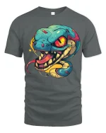 Vibrant Venom Snake Art Tee for Bold Streetwear Style - gray t-shirt on white background