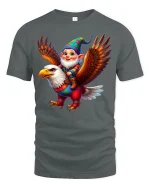 Cute Gnome Eagle Rider Tee Colorful Fantasy Adventure Tshirt - gray t-shirt on white background