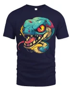 Vibrant Venom Snake Art Tee for Bold Streetwear Style - navy t-shirt on white background