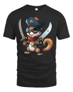 Cute Pirate Squirrel Tee for Funny Adventure Fans - black t-shirt on white background
