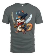 Cute Pirate Squirrel Tee for Funny Adventure Fans - gray t-shirt on white background