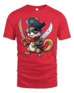 Cute Pirate Squirrel Tee for Funny Adventure Fans - red t-shirt on white background
